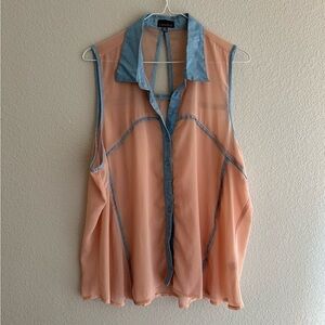 🌟 Sheer pink/orange and blue sheer plus size tank top size 3x